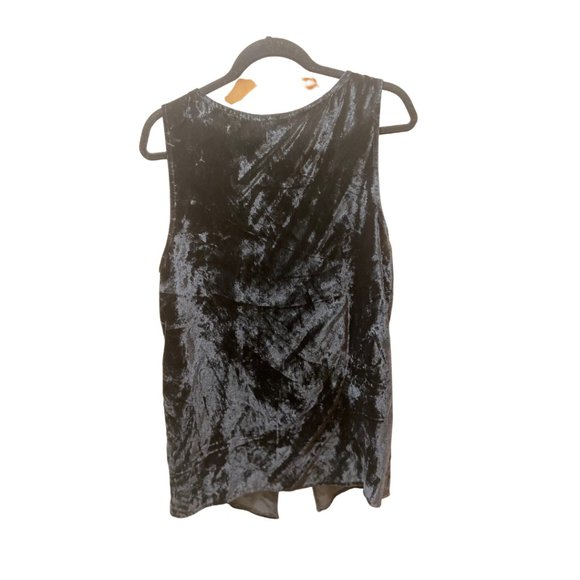 Vintage Long crushed black velvet button down vest - Picture 2 of 3